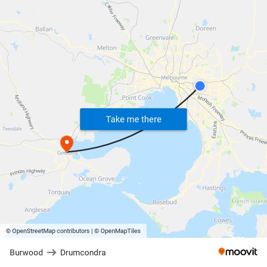 Burwood to Drumcondra map