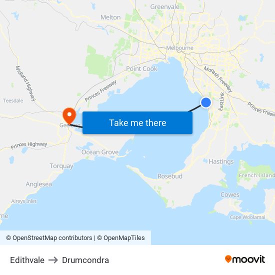 Edithvale to Drumcondra map