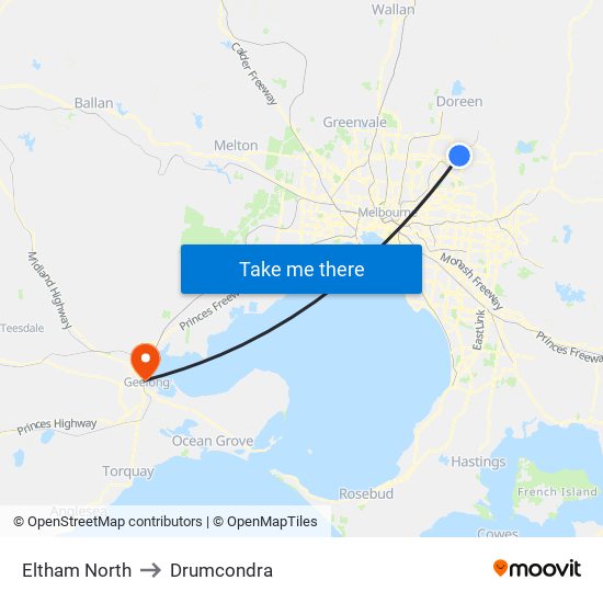 Eltham North to Drumcondra map