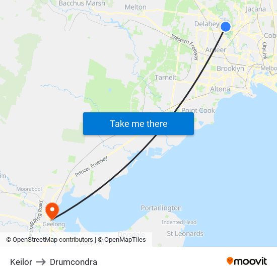 Keilor to Drumcondra map