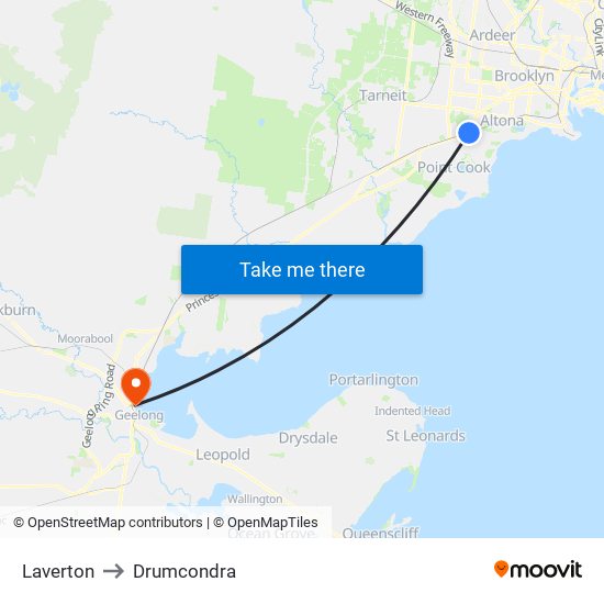 Laverton to Drumcondra map