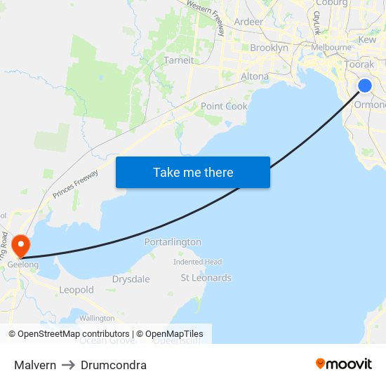 Malvern to Drumcondra map