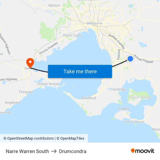 Narre Warren South to Drumcondra map