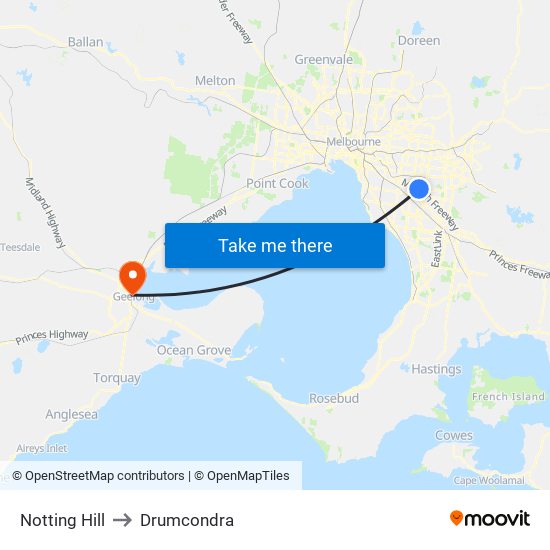 Notting Hill to Drumcondra map