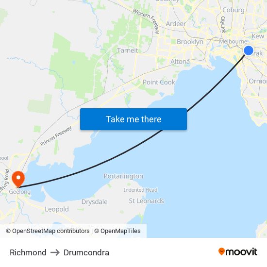 Richmond to Drumcondra map