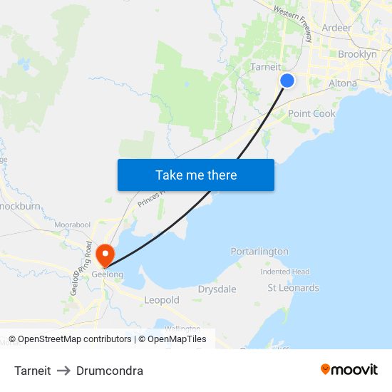 Tarneit to Drumcondra map