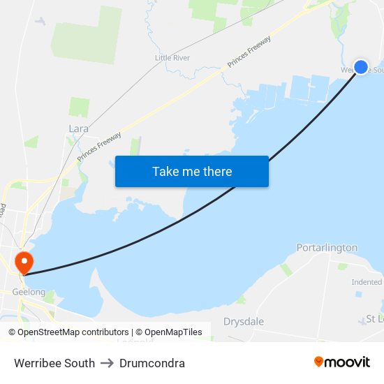 Werribee South to Drumcondra map