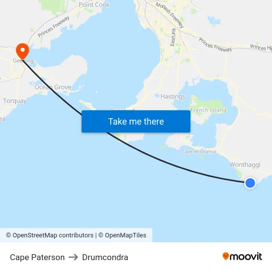 Cape Paterson to Drumcondra map