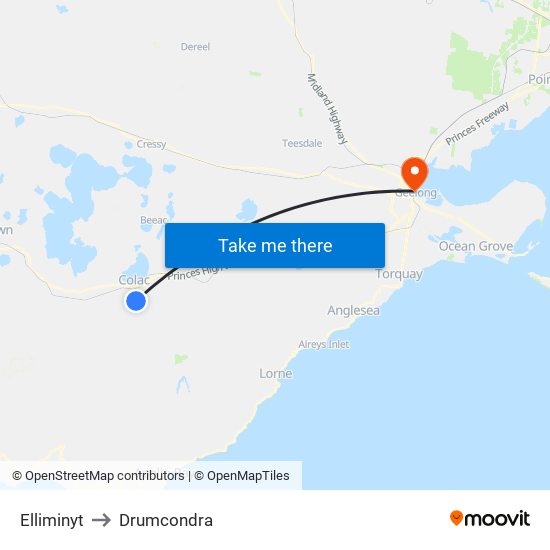 Elliminyt to Drumcondra map