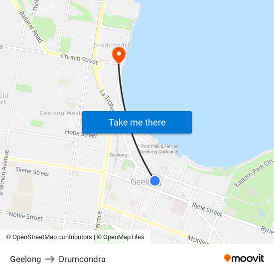 Geelong to Drumcondra map