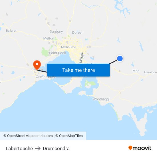 Labertouche to Drumcondra map