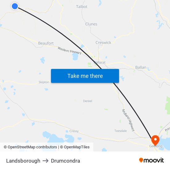 Landsborough to Drumcondra map