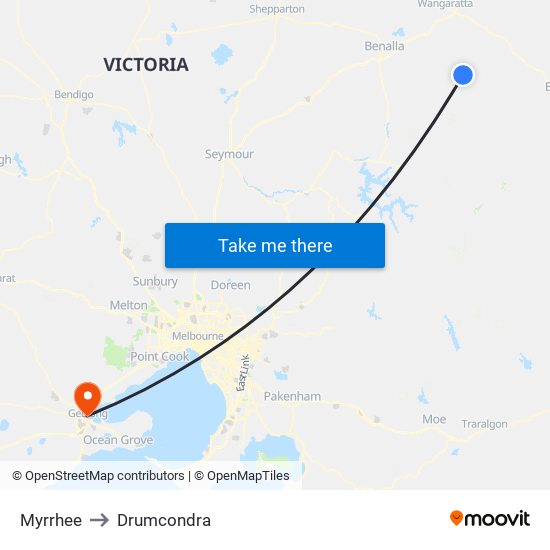 Myrrhee to Drumcondra map