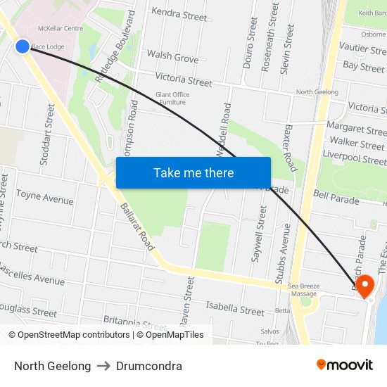 North Geelong to Drumcondra map