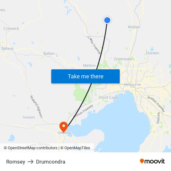 Romsey to Drumcondra map