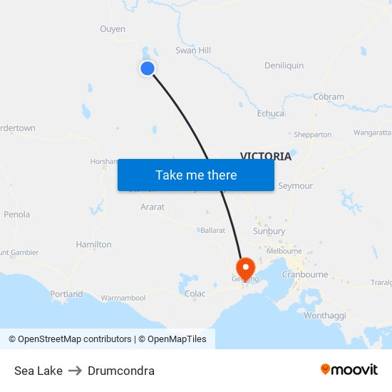 Sea Lake to Drumcondra map