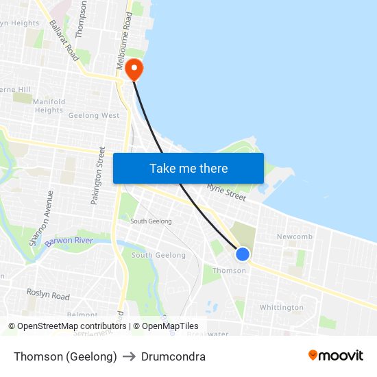 Thomson (Geelong) to Drumcondra map