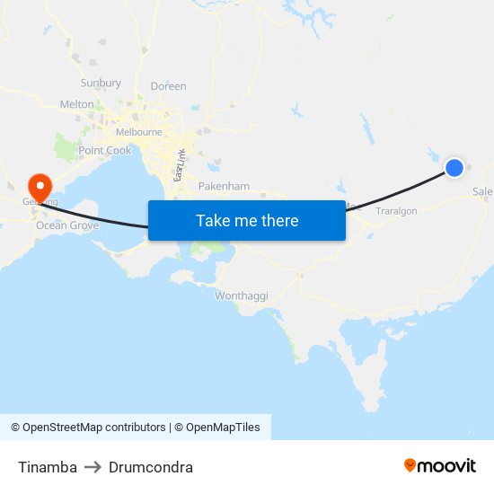 Tinamba to Drumcondra map