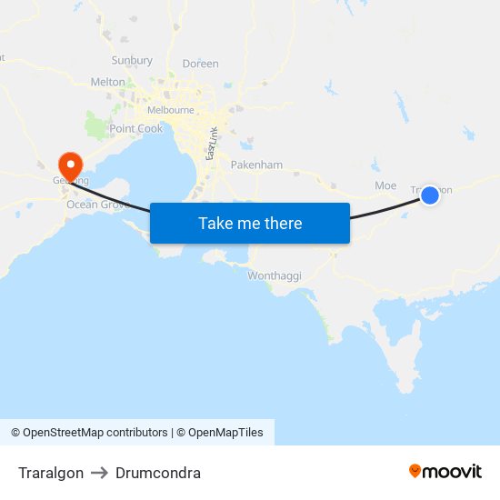 Traralgon to Drumcondra map