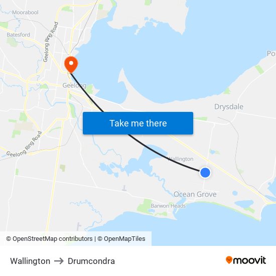 Wallington to Drumcondra map