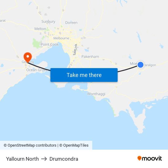 Yallourn North to Drumcondra map