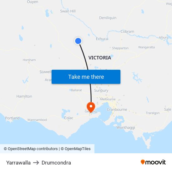 Yarrawalla to Drumcondra map