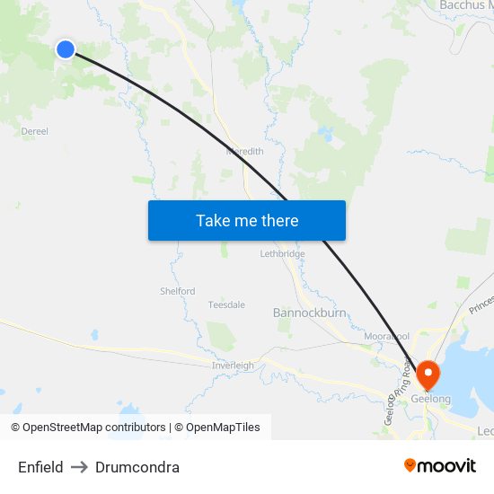 Enfield to Drumcondra map