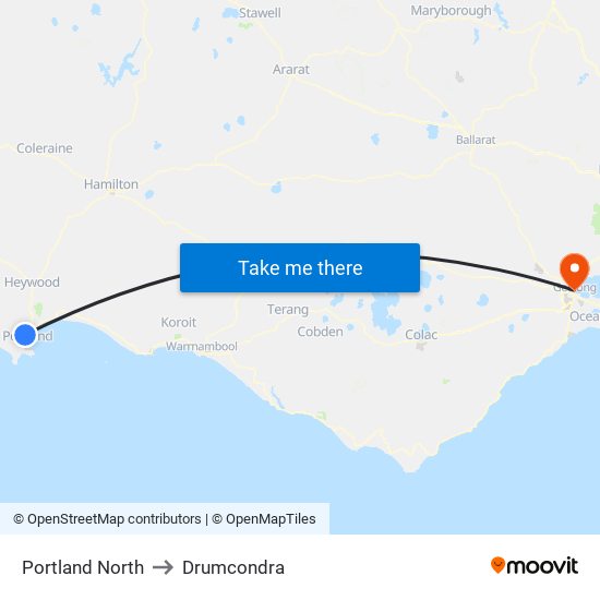Portland North to Drumcondra map
