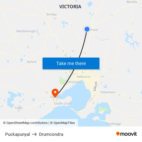 Puckapunyal to Drumcondra map