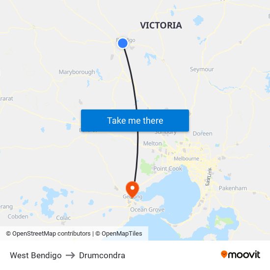 West Bendigo to Drumcondra map