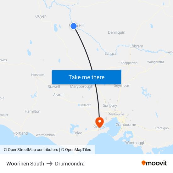 Woorinen South to Drumcondra map