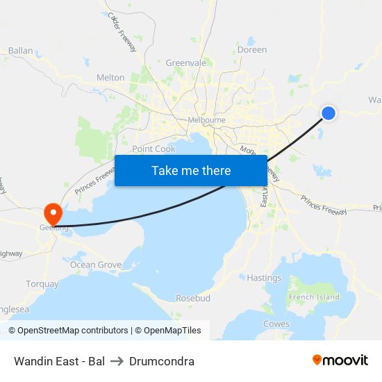 Wandin East - Bal to Drumcondra map