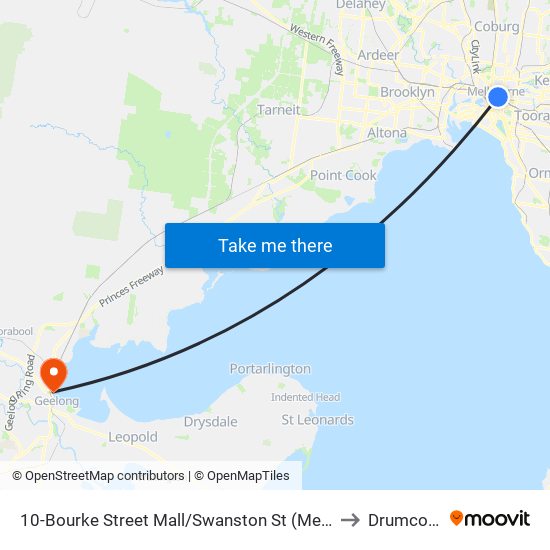 10-Bourke Street Mall/Swanston St (Melbourne City) to Drumcondra map