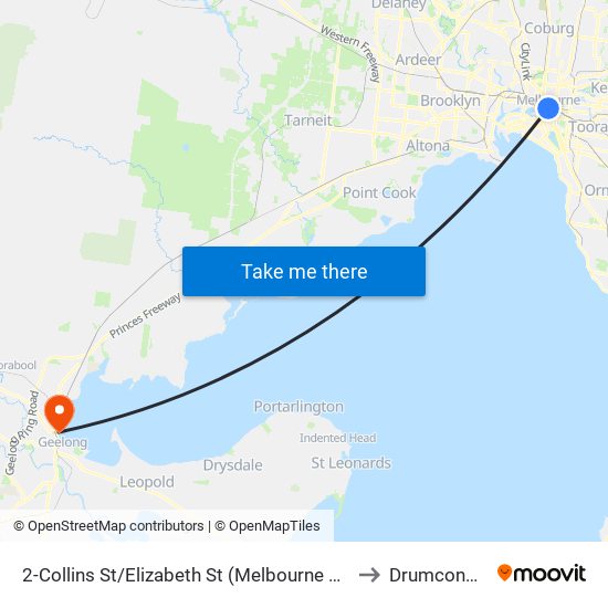 2-Collins St/Elizabeth St (Melbourne City) to Drumcondra map