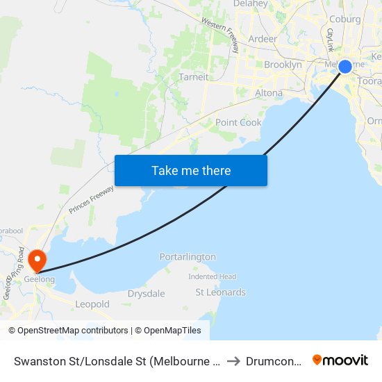 Swanston St/Lonsdale St (Melbourne City) to Drumcondra map