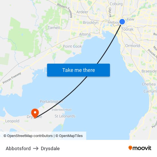 Abbotsford to Drysdale map