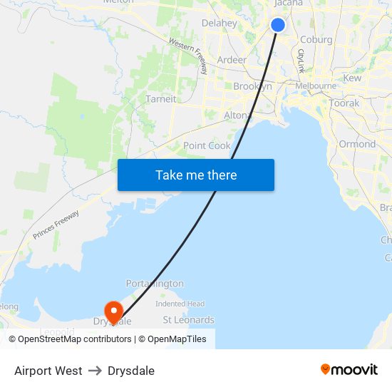 Airport West to Drysdale map