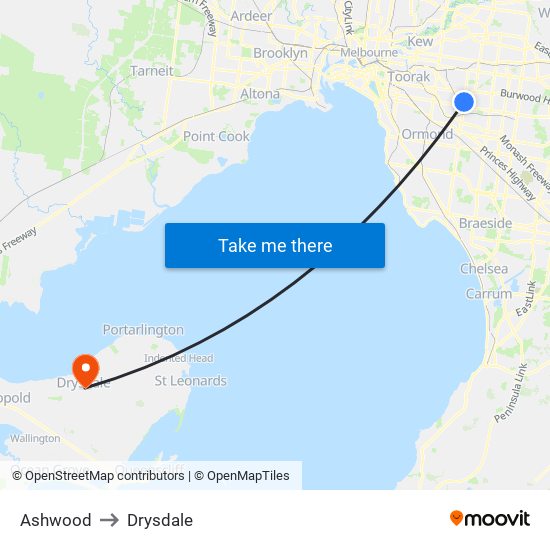 Ashwood to Drysdale map