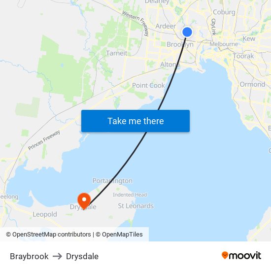Braybrook to Drysdale map