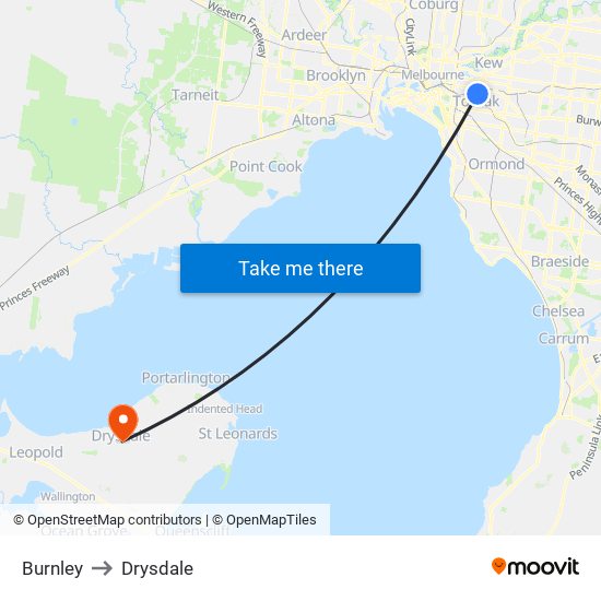 Burnley to Drysdale map