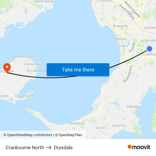 Cranbourne North to Drysdale map