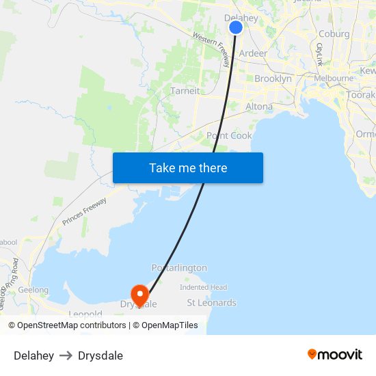 Delahey to Drysdale map