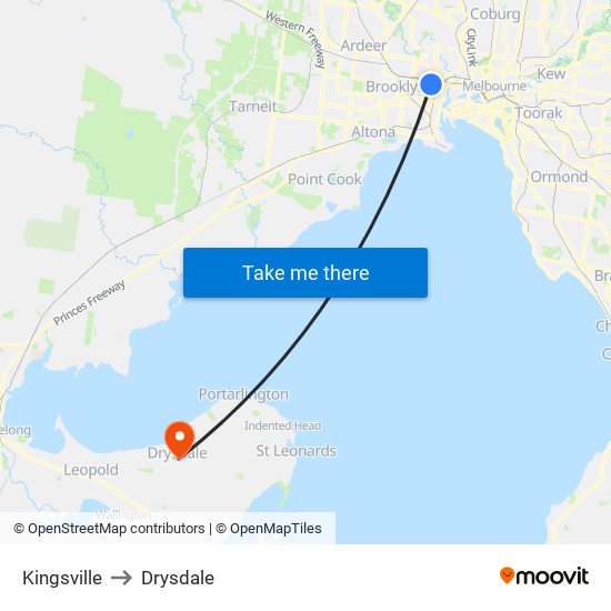 Kingsville to Drysdale map