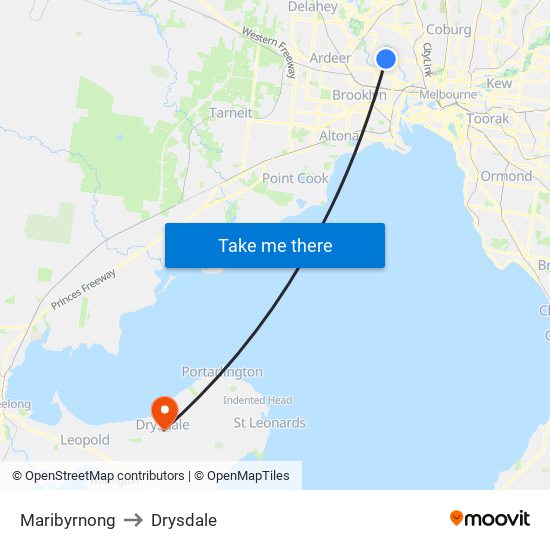 Maribyrnong to Drysdale map