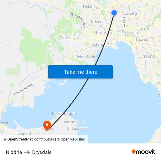 Niddrie to Drysdale map