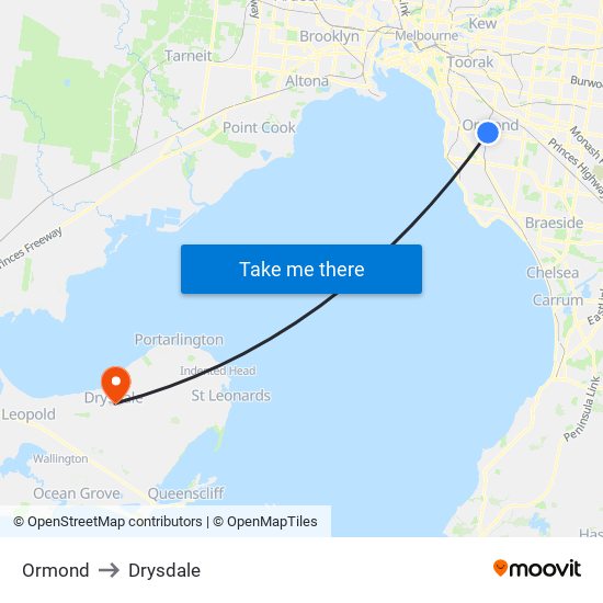 Ormond to Drysdale map