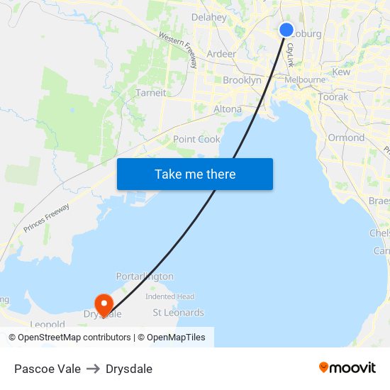Pascoe Vale to Drysdale map