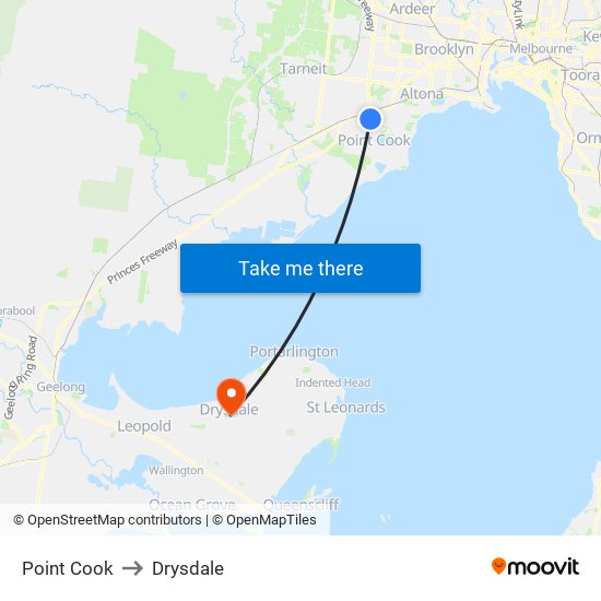 Point Cook to Drysdale map