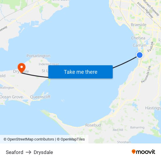 Seaford to Drysdale map