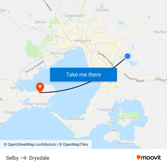 Selby to Drysdale map